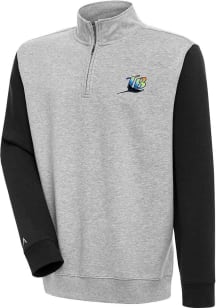 Antigua Tampa Bay Rays Mens Grey Cooperstown Victory Colorblock Long Sleeve 1/4 Zip Pullover