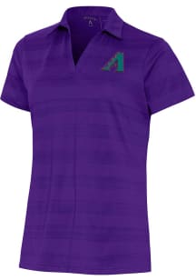 Antigua Arizona Diamondbacks Womens Purple Cooperstown Compass Short Sleeve Polo Shirt