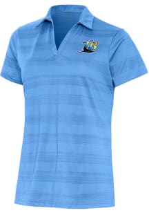 Antigua Tampa Bay Rays Womens Light Blue Cooperstown Compass Short Sleeve Polo Shirt