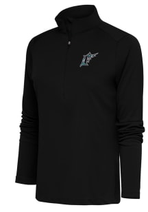 Antigua Miami Marlins Womens Black Cooperstown Tribute 1/4 Zip Pullover