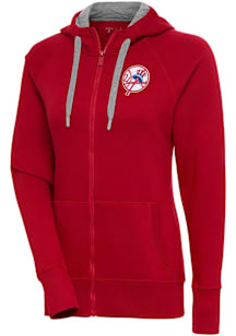 Antigua New York Yankees Womens Red Cooperstown Victory Long Sleeve Full Zip Jacket