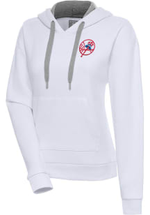 Antigua New York Yankees Womens White Cooperstown Victory Hooded Sweatshirt