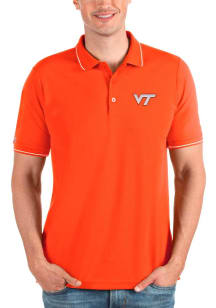 Antigua Virginia Tech Hokies Mens Orange Affluent Short Sleeve Polo