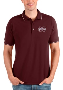 Antigua Mississippi State Bulldogs Mens Maroon Affluent Short Sleeve Polo
