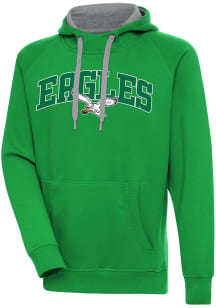 Antigua Philadelphia Eagles Mens Green Chenille Logo Victory Long Sleeve Hoodie