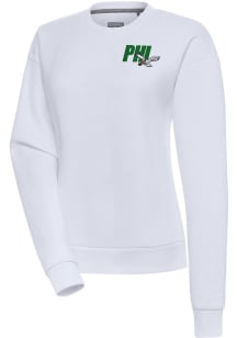 Antigua Philadelphia Eagles Womens White Victory Crew Sweatshirt