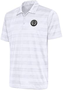 Antigua Philadelphia Union Mens White Metallic Logo Compass Short Sleeve Polo