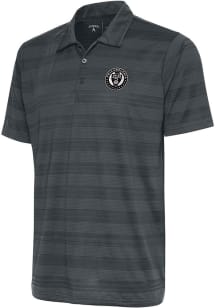 Antigua Philadelphia Union Mens Grey Metallic Logo Compass Short Sleeve Polo