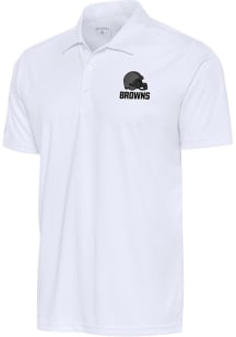 Antigua Cleveland Browns Mens White Tonal Logo Tribute Short Sleeve Polo