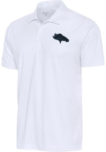 Antigua Denver Broncos Mens White Tonal Logo Tribute Short Sleeve Polo