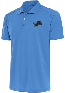 Antigua Detroit Lions Mens Light Blue Tonal Logo Tribute Short Sleeve Polo