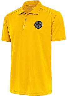 Antigua Pittsburgh Steelers Mens Gold Tonal Logo Tribute Short Sleeve Polo
