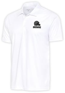Antigua Cleveland Browns White Tonal Logo Tribute Big and Tall Polo