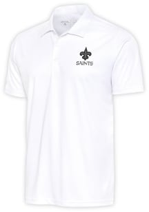 Antigua New Orleans Saints White Tonal Logo Tribute Big and Tall Polo