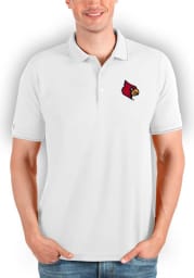 Antigua Louisville Cardinals Mens White Affluent Short Sleeve Polo
