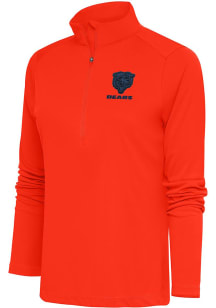 Antigua Chicago Bears Womens Orange Tonal Logo Tribute 1/4 Zip Pullover