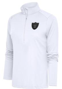 Antigua Las Vegas Raiders Womens White Tonal Logo Tribute 1/4 Zip Pullover