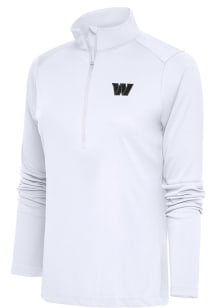 Antigua Washington Womens White Tonal Logo Tribute 1/4 Zip Pullover
