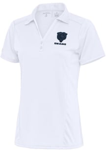 Antigua Chicago Bears Womens White Tonal Logo Tribute Short Sleeve Polo Shirt