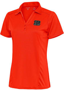 Antigua Cincinnati Bengals Womens Orange Tonal Logo Tribute Short Sleeve Polo Shirt