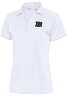 Antigua Cincinnati Bengals Womens White Tonal Logo Tribute Short Sleeve Polo Shirt