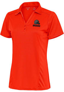 Antigua Cleveland Browns Womens Orange Tonal Logo Tribute Short Sleeve Polo Shirt