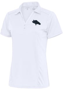 Antigua Denver Broncos Womens White Tonal Logo Tribute Short Sleeve Polo Shirt