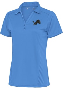 Antigua Detroit Lions Womens Light Blue Tonal Logo Tribute Short Sleeve Polo Shirt