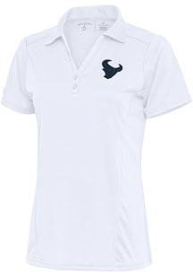 Antigua Houston Texans Womens White Tonal Logo Tribute Short Sleeve Polo Shirt