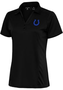 Antigua Indianapolis Colts Womens Black Tonal Logo Tribute Short Sleeve Polo Shirt