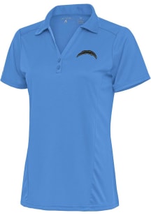 Antigua Los Angeles Chargers Womens Light Blue Tonal Logo Tribute Short Sleeve Polo Shirt