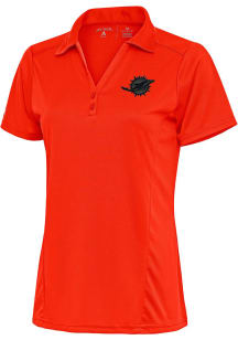 Antigua Miami Dolphins Womens Orange Tonal Logo Tribute Short Sleeve Polo Shirt