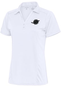 Antigua Miami Dolphins Womens White Tonal Logo Tribute Short Sleeve Polo Shirt