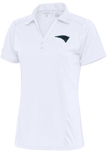 Antigua New England Patriots Womens White Tonal Logo Tribute Short Sleeve Polo Shirt