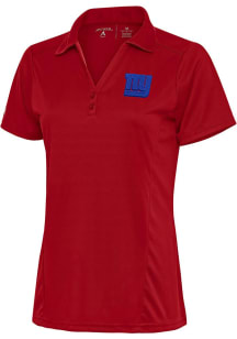 Antigua New York Giants Womens Red Tonal Logo Tribute Short Sleeve Polo Shirt