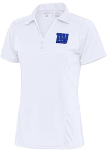 Antigua New York Giants Womens White Tonal Logo Tribute Short Sleeve Polo Shirt