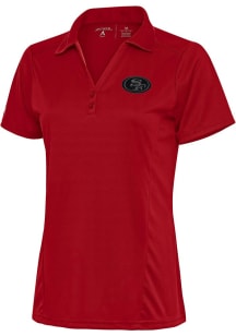 Antigua San Francisco 49ers Womens Red Tonal Logo Tribute Short Sleeve Polo Shirt
