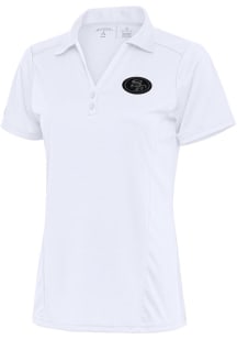 Antigua San Francisco 49ers Womens White Tonal Logo Tribute Short Sleeve Polo Shirt