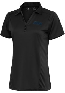 Antigua Seattle Seahawks Womens Grey Tonal Logo Tribute Short Sleeve Polo Shirt