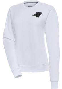 Antigua Carolina Panthers Womens White Tonal Logo Victory Crew Sweatshirt