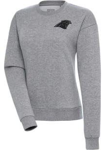 Antigua Carolina Panthers Womens Grey Tonal Logo Victory Crew Sweatshirt