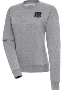 Antigua Cincinnati Bengals Womens Grey Tonal Logo Victory Crew Sweatshirt