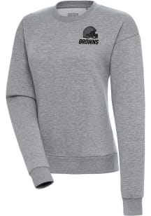 Antigua Cleveland Browns Womens Grey Tonal Logo Victory Crew Sweatshirt