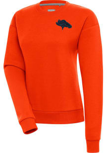 Antigua Denver Broncos Womens Orange Tonal Logo Victory Crew Sweatshirt
