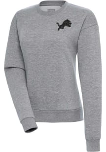 Antigua Detroit Lions Womens Grey Tonal Logo Victory Crew Sweatshirt