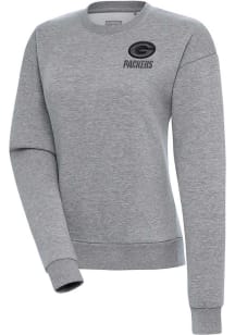 Antigua Green Bay Packers Womens Grey Tonal Logo Victory Crew Sweatshirt