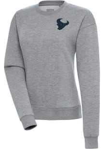 Antigua Houston Texans Womens Grey Tonal Logo Victory Crew Sweatshirt