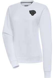Antigua Jacksonville Jaguars Womens White Tonal Logo Victory Crew Sweatshirt