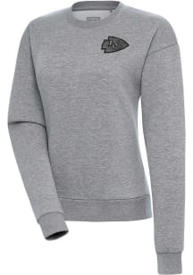 Antigua Kansas City Chiefs Womens Grey Tonal Logo Victory Crew Sweatshirt