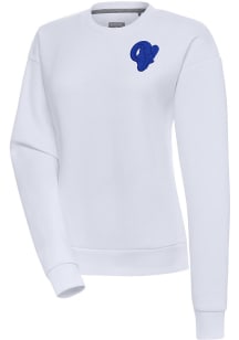 Antigua Los Angeles Rams Womens White Tonal Logo Victory Crew Sweatshirt